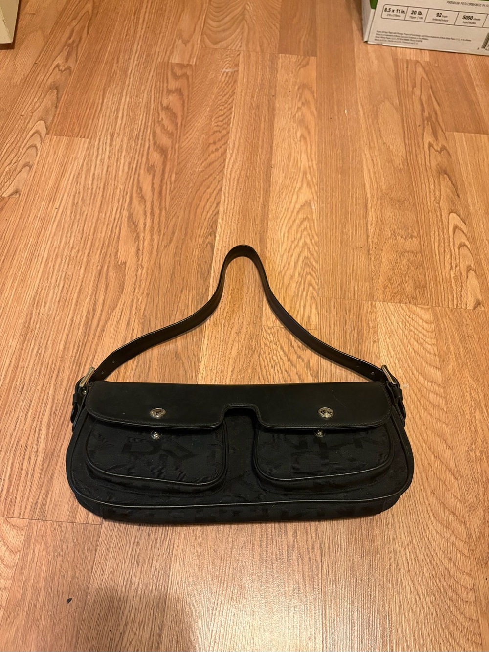 DKNY Black Shoulder Bag with Front Pockets